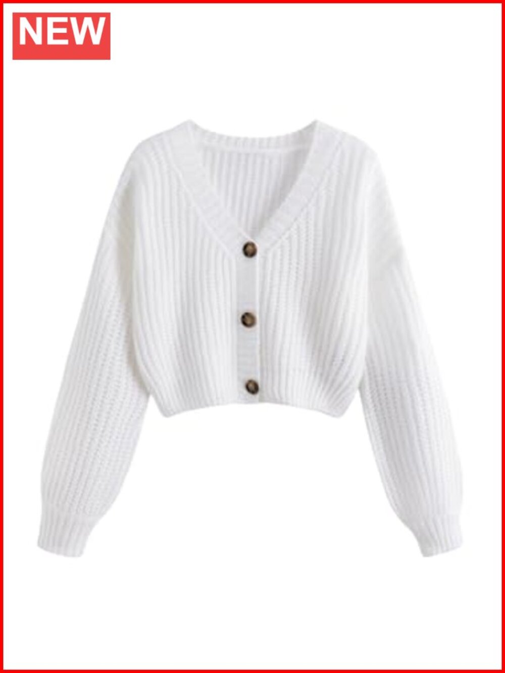 Cropped Cardigan Sweater Lightweight Chunky Knit Button Up V Neck